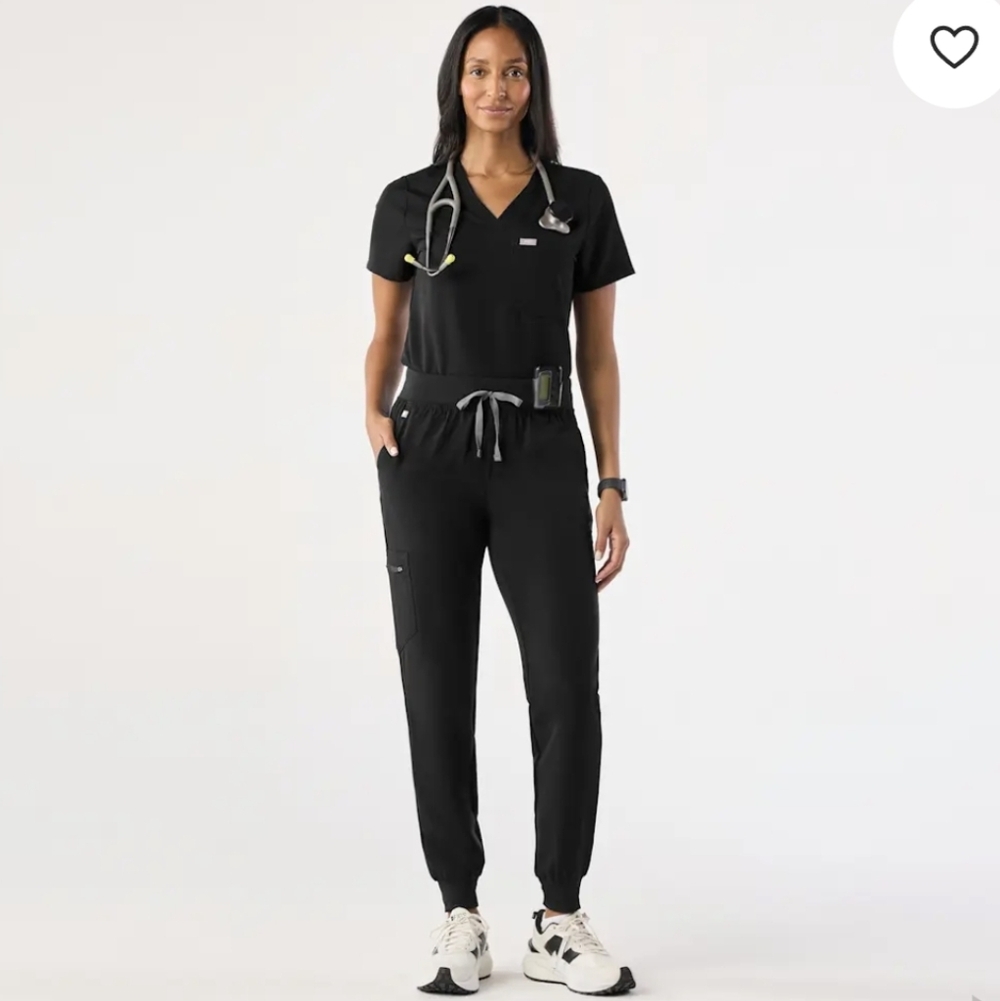 Figs Zamora Set Technology Collection Stretch Scrub Pants Top  Black Size M